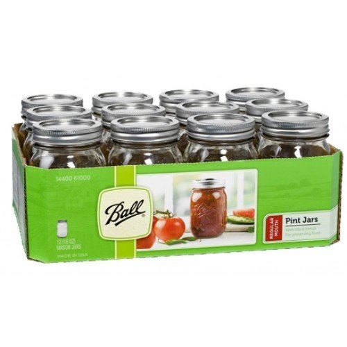 12 x Pint REGULAR Mouth Jar and Lid Ball Mason Case - Ballmason NZ