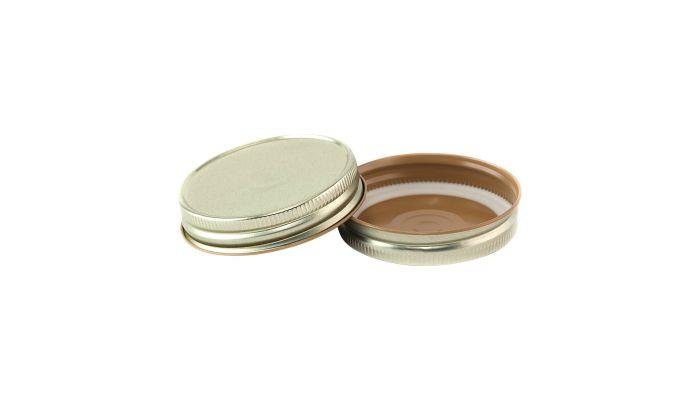 70mm SCREW TOP Lid with Hi - Heat Plastisol and safety button GOLD - Ballmason NZ