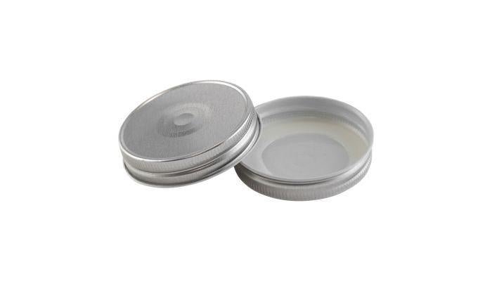 70mm SCREW TOP Lid with Hi - Heat Plastisol and safety button SILVER - Ballmason NZ