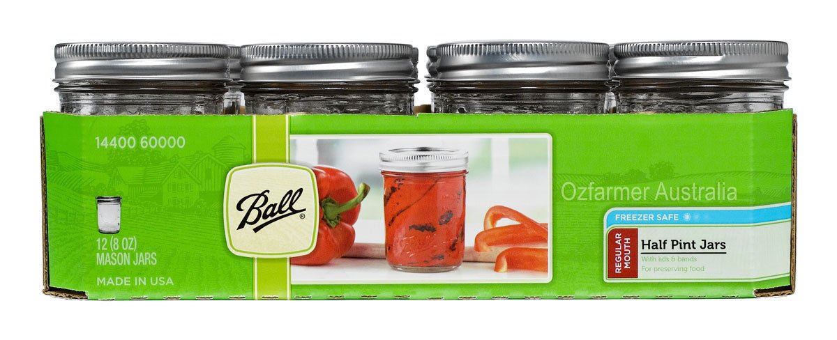 12 X Half Pint 8oz Regular Mouth Jar and Lid Ball Mason